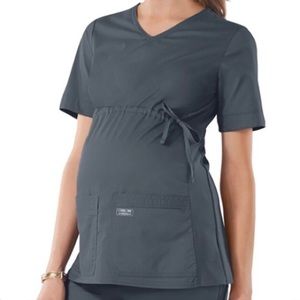 Cherokee Core Stretch Maternity Scrub Top Grey XXL